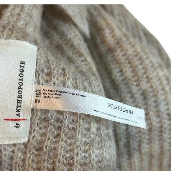 Anthropologie Scarf Extra Long Wool Fringe Grey Brown - Picture 4 of 4